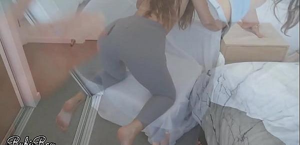  Ripped Yoga pants and cumming on my step sister tight pussy
